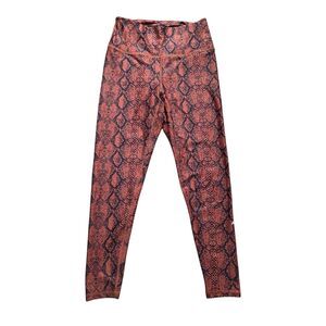 AGF All Good Feels High Rise Orange Serpent Snake Skin Print Leggings Size Large